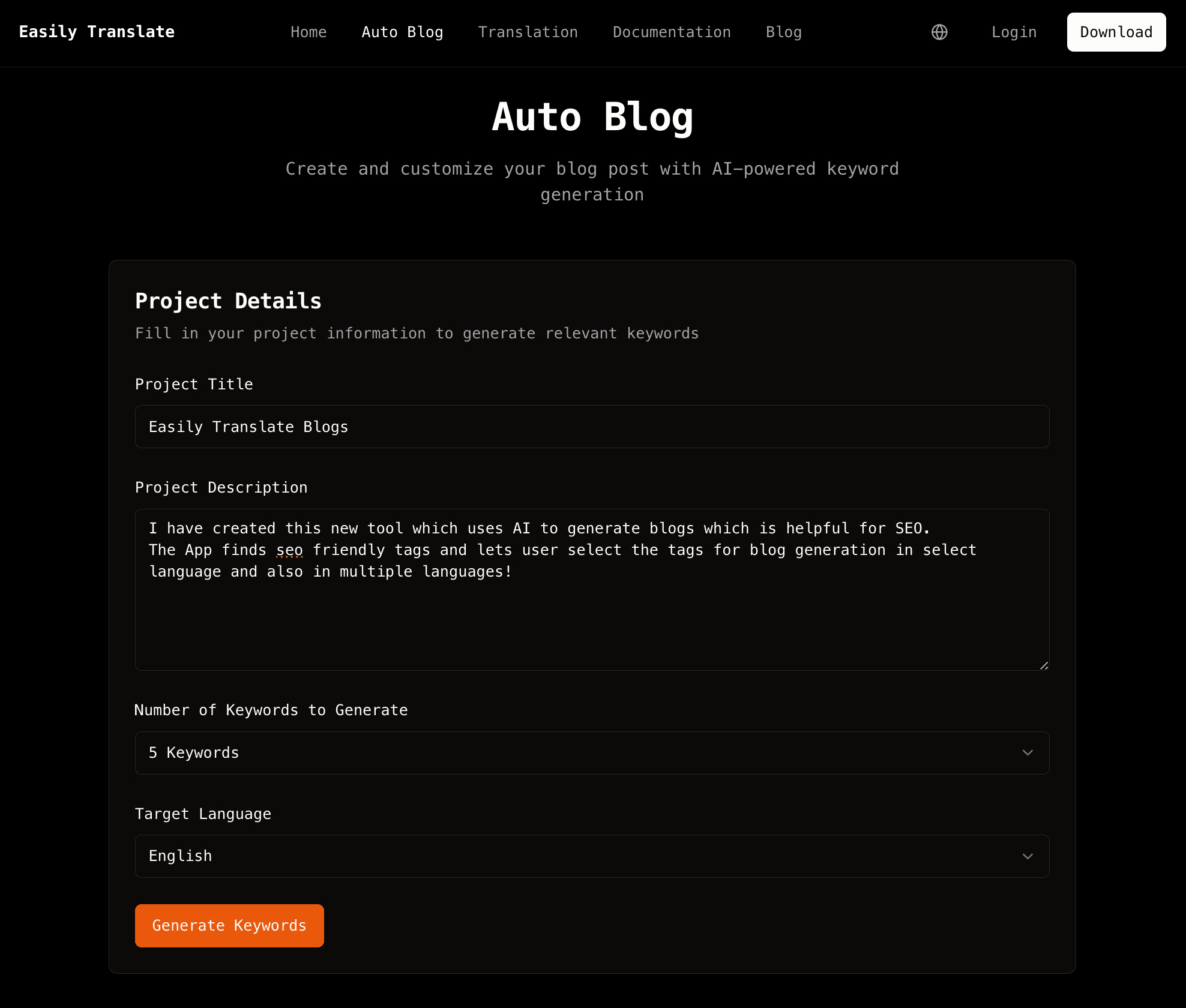 Multilingual Blog Creation